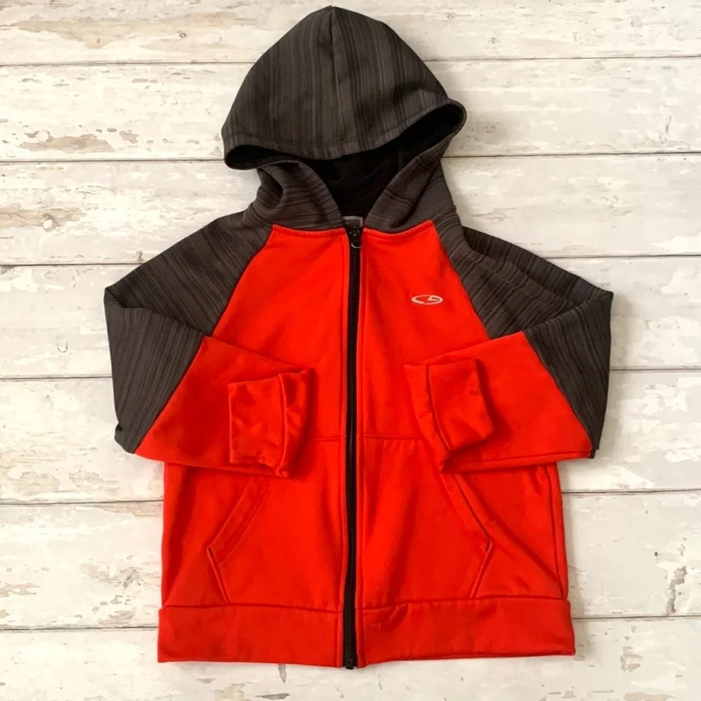 Champion Boys 6/7 Red Gray Athletic Track Jacket Zip Up Hoodie Sweatshirt 6 7